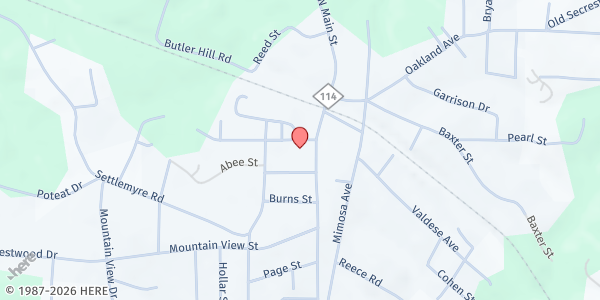 Map showing First Baptist of Drexel at 200 South Main Street, Drexel, NC