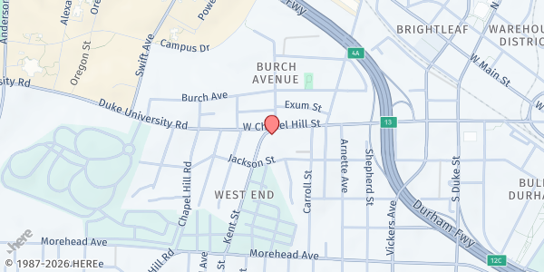 Map showing Ark of Safety Outreach-Ministry Inc. at 1607 Angier Ave., Durham, NC