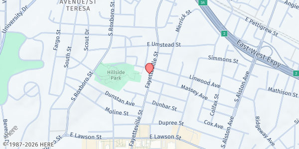 Map showing Believers United for Progress - Durham at 2530 Meridian Pkwy., Durham, NC