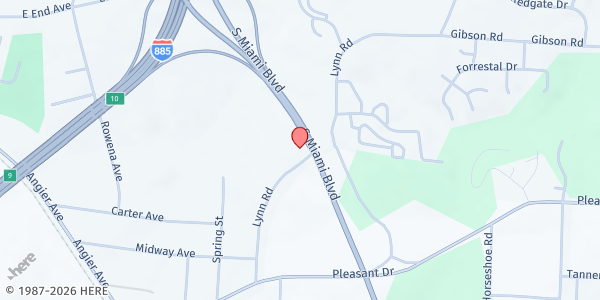 Map showing Calvary Baptist Church at 1204 Lynn Road, Durham, NC