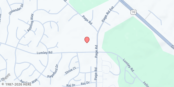 Map showing Church at the Park at 2228 Page Rd., Durham, NC