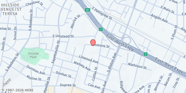 Map showing Church of God of Prophecy - Durham at 900 Simmons St., Durham, NC