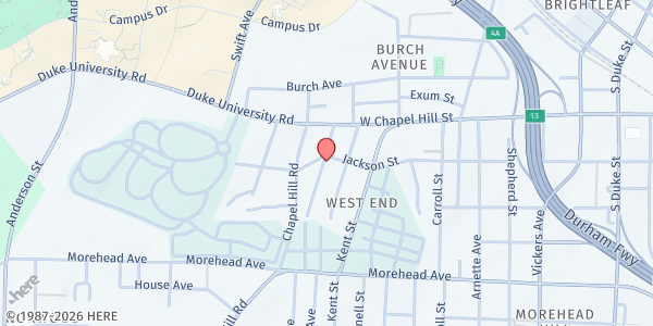 Map showing Church of Philadelphia at 1309 Jackson St., Durham, NC