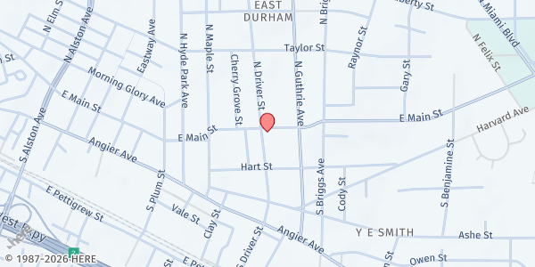 Map showing CIP at 101 S. Driver St., Durham, NC