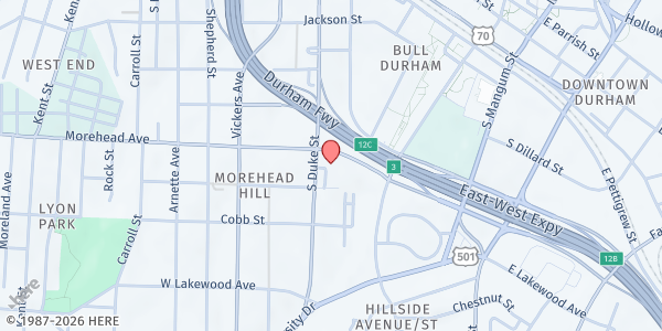 Map showing DD-Henderson Towers at 807 S. Duke St. #010, Durham, NC
