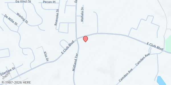 Map showing Divine Grace Fellowship at 1500 East Club Boulevard, Durham, NC