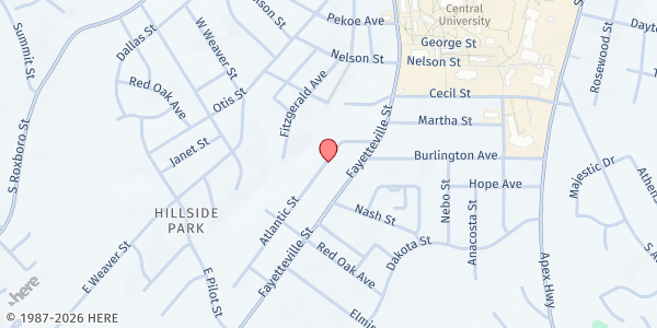 Map showing Emmanuel Tabernacle Holiness at 2525 Atlantic St., Durham, NC