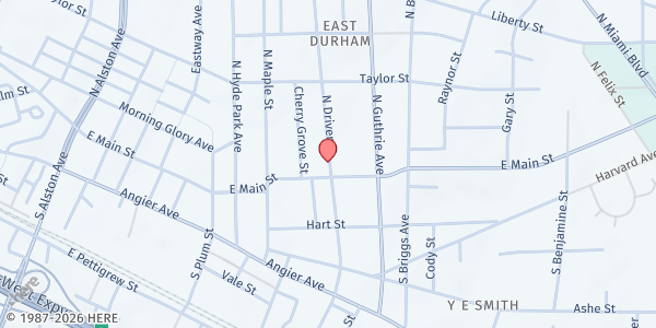 Map showing Feed My Sheep of Durham Food - Durham Location at 107 N. Driver St., Durham, NC