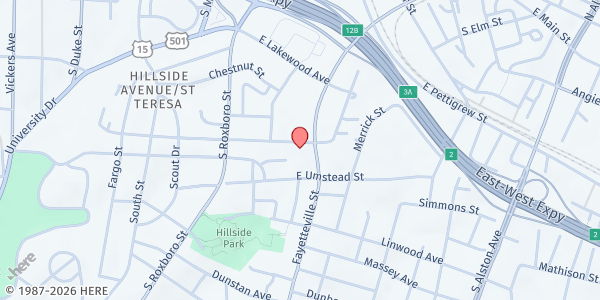 Map showing Fisher Memorial at 420 East Piedmont Avenue, Durham, NC