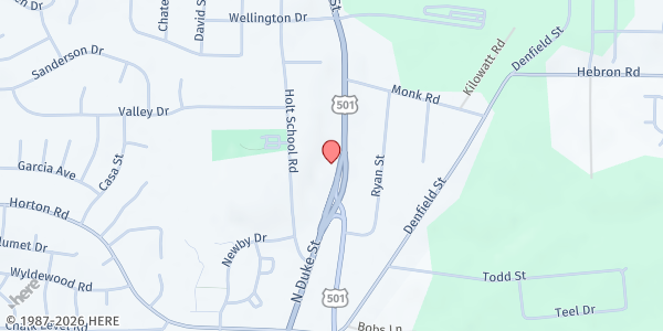 Map showing Full Assurance Faith Fellowship, Church, Inc. at 2829 North Roxboro Road, Durham, NC