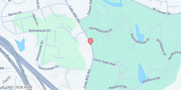 Map showing Grace Church Of Durham at 1417 Cole Mill Rd., Durham, NC