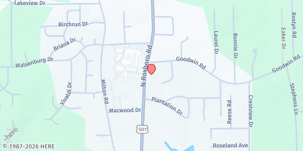 Map showing Hannah's Community Kitchen at 5524 N. Roxboro Rd., Durham, NC