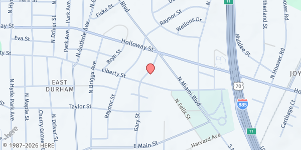 Map showing House of Refuge at 622 Gary St., Durham, NC