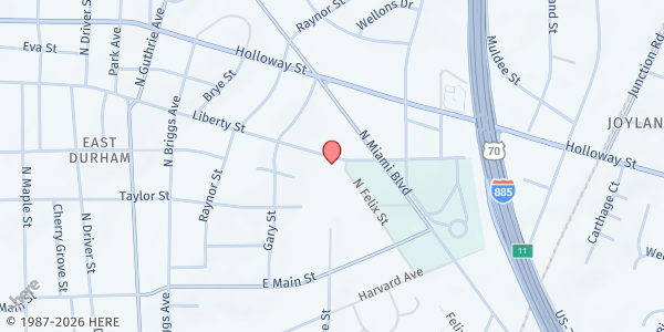 Map showing Iglesia Episcopal EL Buen Pastor at 1852 Liberty St., Durham, NC