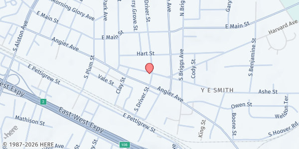 Map showing Jonathans Outreach Network at 302 S. Driver St., Durham, NC