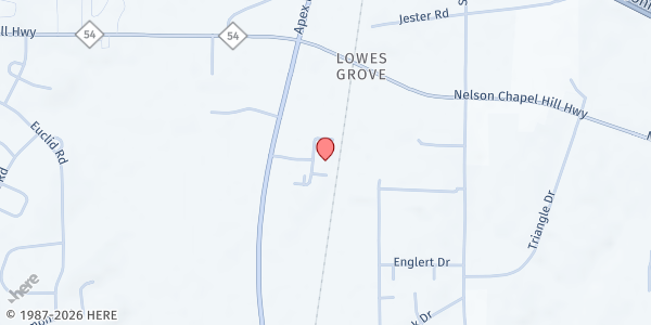 Map showing Life International at 5310 S. Alston Ave., Durham, NC