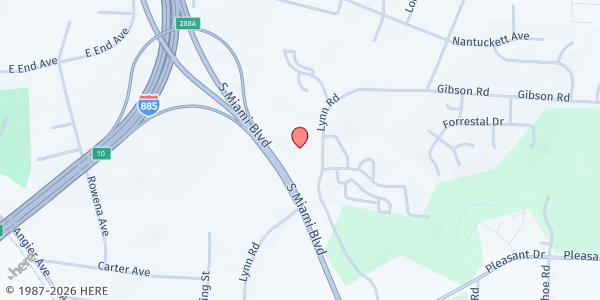 Map showing Living Waters Christian Community at 1104 Lynn Rd., Durham, NC