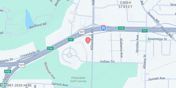 Map showing Luke's Episcopal Church at 1737 Hillandale Rd, Durham, NC