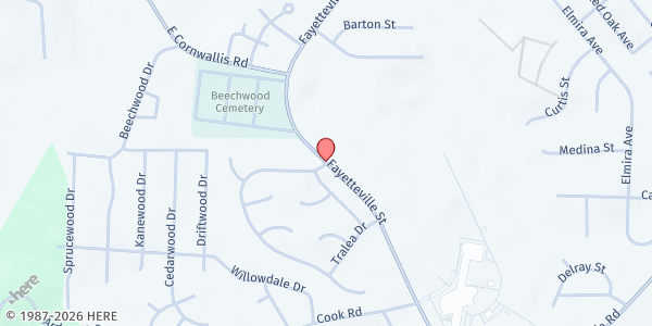 Map showing Mount Zion Christian Church at 3519 Fayetteville Street, Durham, NC