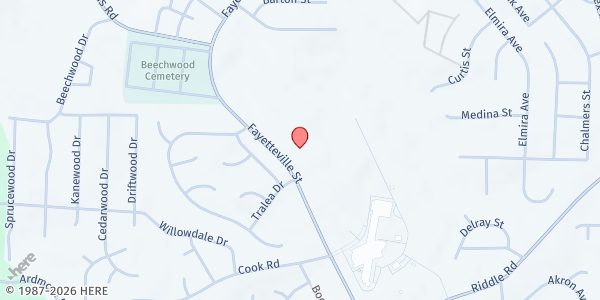 Map showing Mt. Zion Christian Church at 3519 Fayetteville St., Durham, NC