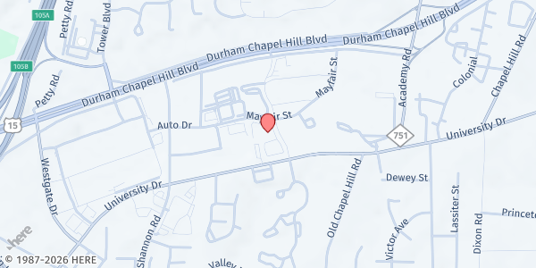 Map showing NC COALITION AGAINST DOMESTIC VIOLENCE (NCCADV) - Durham Office at 3710 University Drive, Durham, NC