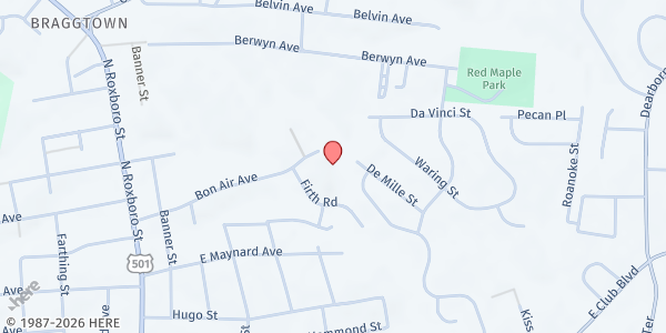 Map showing Obedience To The Word - Food Pantry at 644 Bon Air Ave., Durham, NC