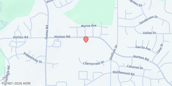 Map showing One Love Ministries at 1315 Horton Rd., Durham, NC