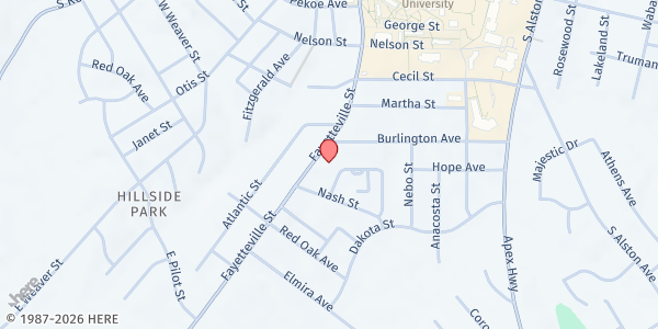 Map showing St. Joseph AME Church at 2521 Fayetteville St., Durham, NC