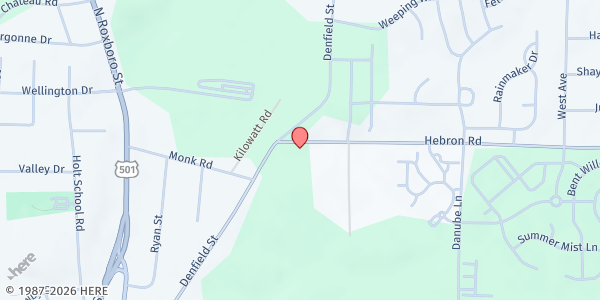 Map showing Two Fish Five Loaves - Mount Level Missionary at 316 Hebron Road, Durham, NC