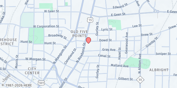 Map showing Union Baptist Church of Durham at 904 N. Roxboro St., Durham, NC