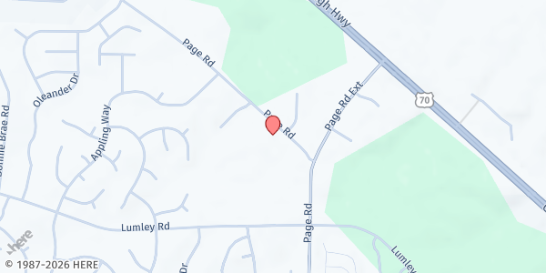 Map showing Victorious Praise Fellowship Church at 2116 Page Rd., Durham, NC