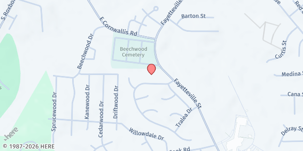 Map showing White Rock Baptist Church at 3400 Fayetteville Street, Durham, NC