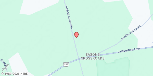 Map showing WIC Program - Gates County at 29 Medical Center Road, Eason Crossroads, NC