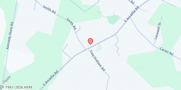 Map showing East Arcadia Fire Department & Senior Citizens Association at 1472 EAST ARCADIA RD., East Arcadia, NC