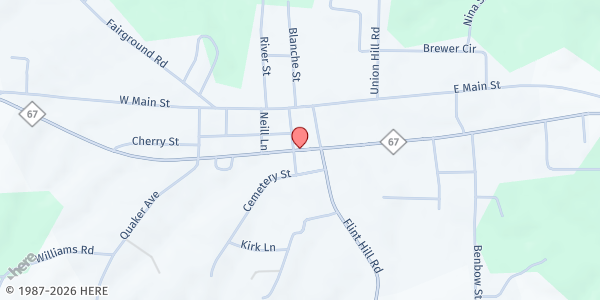 Map showing Yadkin Christian Ministries East Bend at 118 Hwy. 67, East Bend, NC