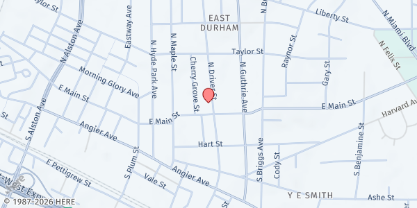 Map showing Feed My Sheep of Durham Food at 107 North Driver Street, East Durham, NC