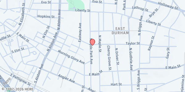 Map showing St. James of Durham at 314 North Hyde Park Avenue, East Durham, NC