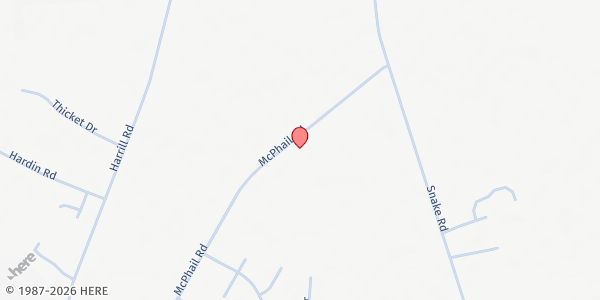 Map showing Peniel Pentecostal Faith of God at 2650 McPhail Rd., East Lumberton, NC