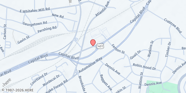 Map showing Alliance of AIDS Services - East Raleigh at 1637 Old Louisburg Road, East Raleigh, NC