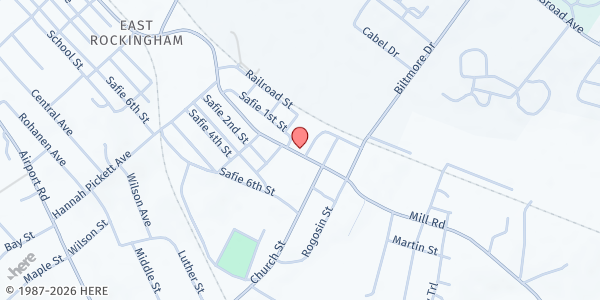 Map showing Jesus Is Justice Mission Inc - East Rockingham at 469 Mills Rd., East Rockingham, NC