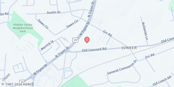 Map showing University Soup Kitchen and Mobile Pantry - Main Location at 5736 North Tryon Street, Eastway, NC