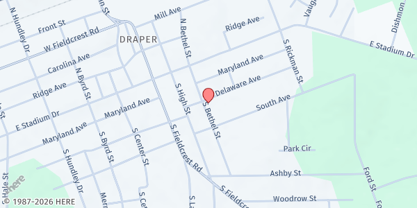 Map showing Draper PHC - Hope Outreach Ctr at 1608 Delaware Ave., Eden, NC