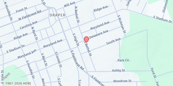 Map showing Draper PHC - Hope Outreach Ctr at 204 S. Bethel St, Eden, NC