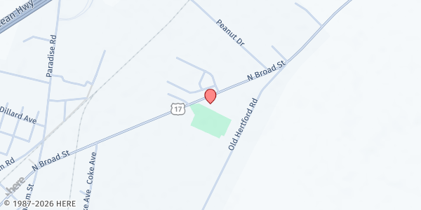 Map showing Edenton Chowan Food Pantry at 1370 N Broad St, Edenton, NC