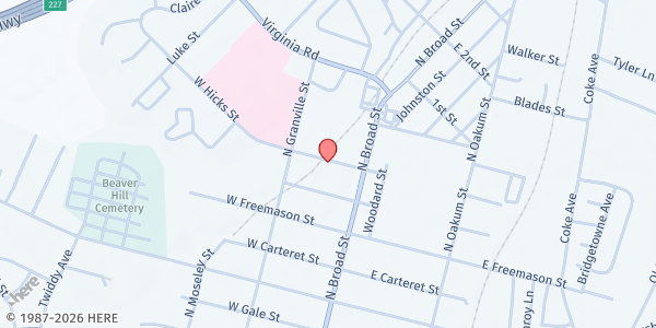 Map showing Shalom International Church at 115 W. Hicks St., Edenton, NC