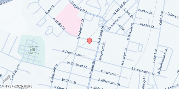 Map showing Shalom International Church at 115 West Hicks Street, Edenton, NC