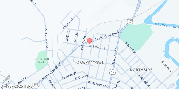 Map showing Salvation Army - Elizabeth City at 602 N. Hughes Blvd., Elizabeth City, NC
