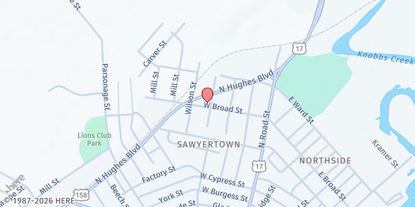 Map showing Salvation Army Elizabeth City at 602 N. Hughes Blvd., Elizabeth City, NC