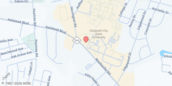 Map showing Vikings Care Food Pantry at 1704 Weeksville Road, Elizabeth City, NC