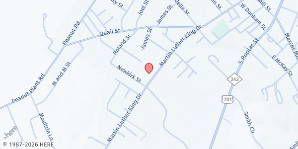 Map showing Bladen Co. Youth Focus Project at 1360 MLK Dr., Elizabethtown, NC